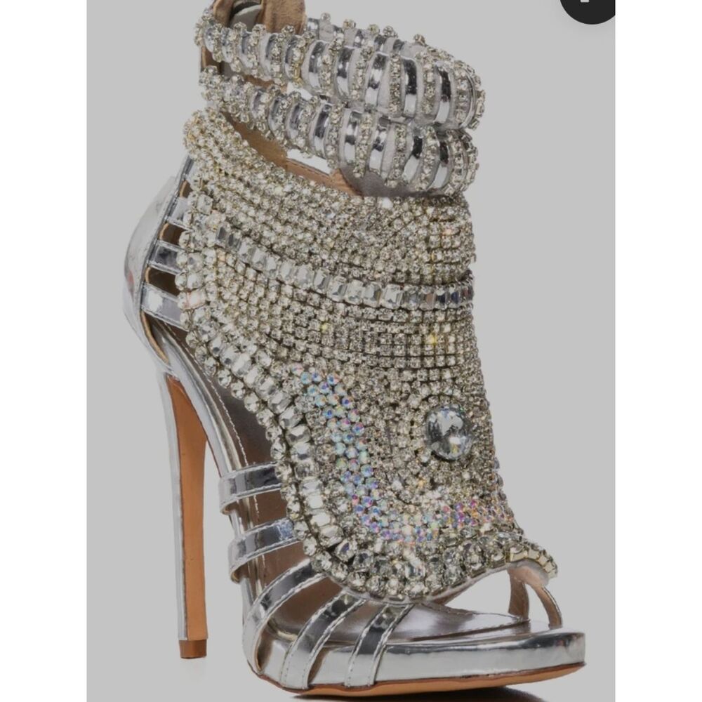 Azalea Wang Push Your Luck Stiletto Sandal In Silver (Runs Big) - Picture 12 of 13
